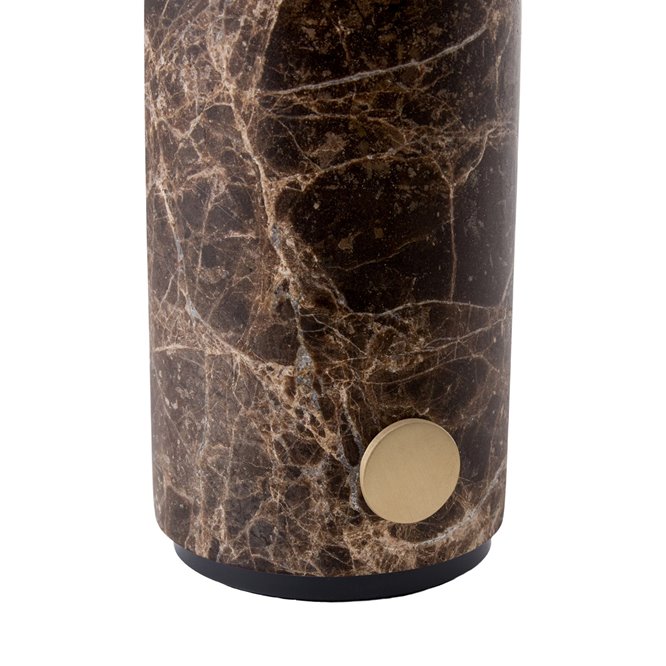 Brązowa marmurowa lampka stołowa przenośna Torrano przycisk